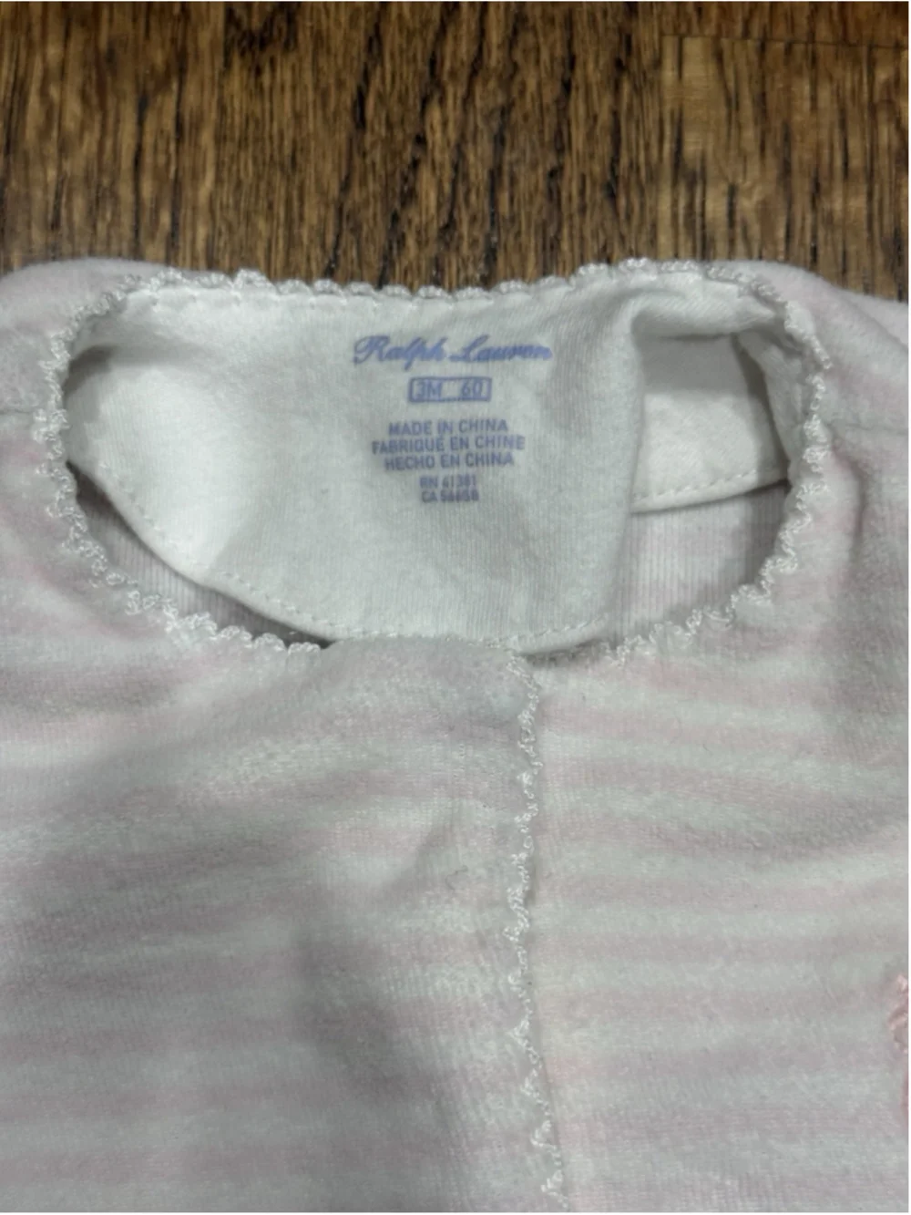 Ralph Lauren Baby Pink Velour Footed Sleeper 3M | Classic Preppy